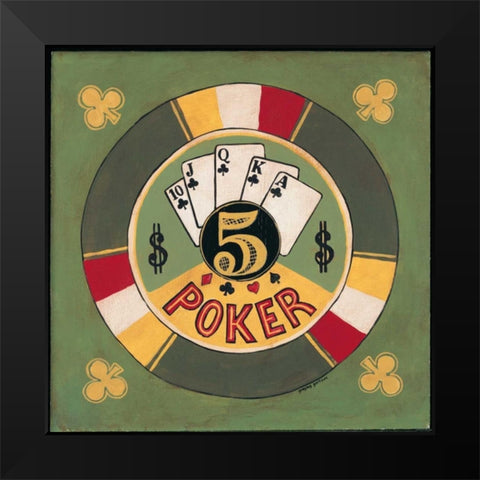 Poker - $5 Black Modern Wood Framed Art Print by Gorham, Gregory