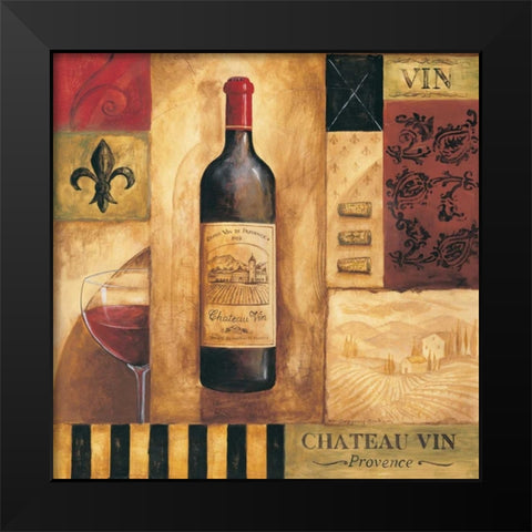 Chateau Vin Sq. Black Modern Wood Framed Art Print by Gorham, Gregory