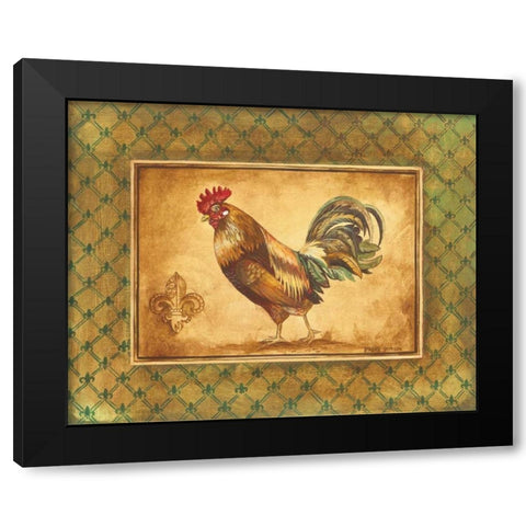 Country Rooster II Black Modern Wood Framed Art Print with Double Matting by Gorham, Gregory