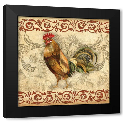 Toile Rooster I Black Modern Wood Framed Art Print by Gorham, Gregory