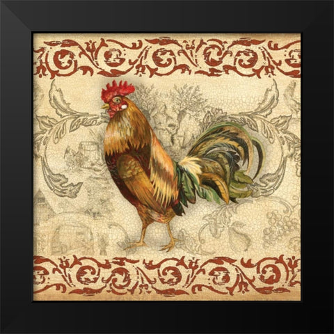 Toile Rooster I Black Modern Wood Framed Art Print by Gorham, Gregory