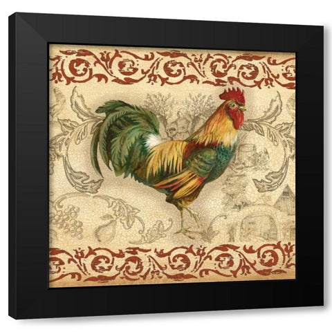 Toile Rooster II Black Modern Wood Framed Art Print with Double Matting by Gorham, Gregory