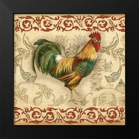 Toile Rooster II Black Modern Wood Framed Art Print by Gorham, Gregory