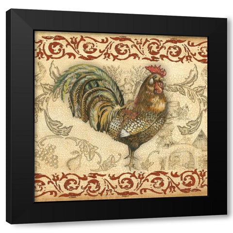 Toile Rooster III Black Modern Wood Framed Art Print by Gorham, Gregory