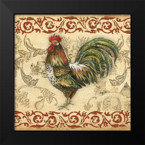 Toile Rooster IV Black Modern Wood Framed Art Print by Gorham, Gregory