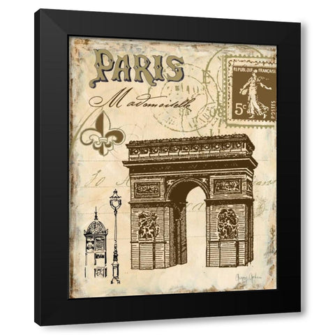 Paris Collage II Black Modern Wood Framed Art Print by Gorham, Gregory