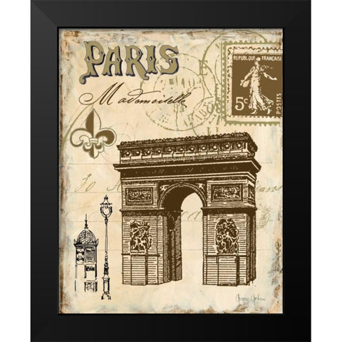 Paris Collage II Black Modern Wood Framed Art Print by Gorham, Gregory