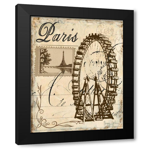 Paris Collage III Black Modern Wood Framed Art Print by Gorham, Gregory