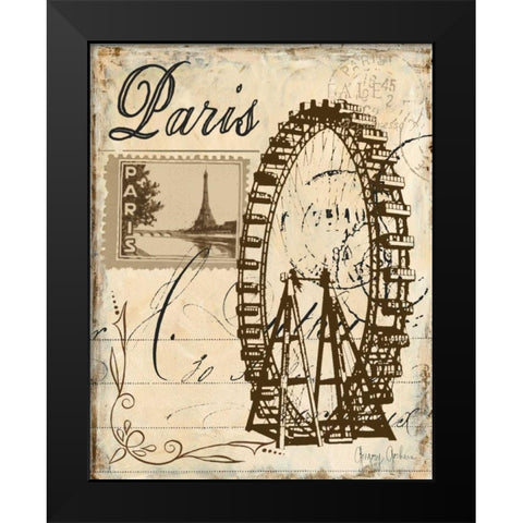 Paris Collage III Black Modern Wood Framed Art Print by Gorham, Gregory
