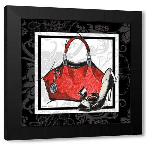 Purse and Shoe I Black Modern Wood Framed Art Print by Gorham, Gregory