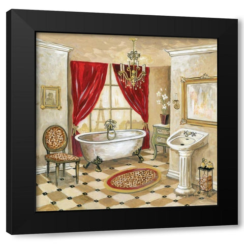 Leopard Parisian Bath Black Modern Wood Framed Art Print by Gorham, Gregory