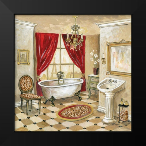Leopard Parisian Bath Black Modern Wood Framed Art Print by Gorham, Gregory