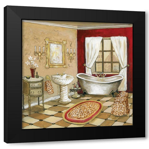 Leopard Florentine Bath Black Modern Wood Framed Art Print by Gorham, Gregory