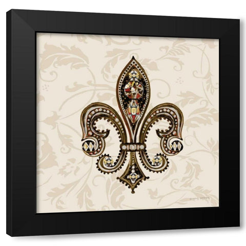 Fleur de Lis Motif II Black Modern Wood Framed Art Print by Gorham, Gregory