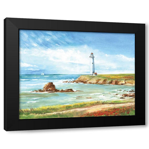 Lighthouse Path Black Modern Wood Framed Art Print with Double Matting by Gorham, Gregory