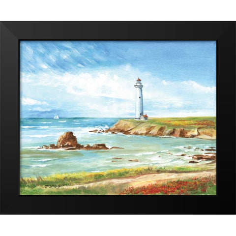 Lighthouse Path Black Modern Wood Framed Art Print by Gorham, Gregory