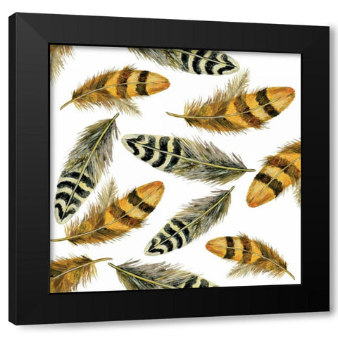Feather Toss Black Modern Wood Framed Art Print with Double Matting by Gorham, Gregory
