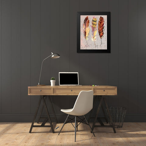 Three Feathers I Black Modern Wood Framed Art Print by Gorham, Gregory
