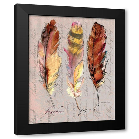 Three Feathers I Black Modern Wood Framed Art Print with Double Matting by Gorham, Gregory