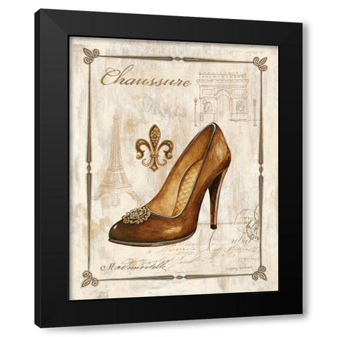 Keys to Paris Chaussure Black Modern Wood Framed Art Print with Double Matting by Gorham, Gregory