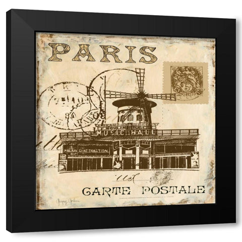 Paris Collage Sq. IV Black Modern Wood Framed Art Print with Double Matting by Gorham, Gregory