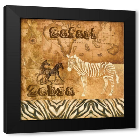 Safari Zebra Black Modern Wood Framed Art Print by Gorham, Gregory