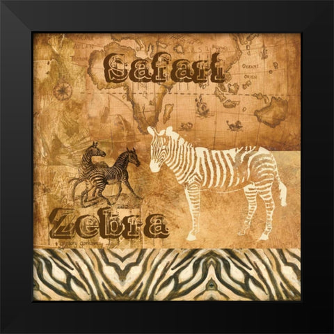 Safari Zebra Black Modern Wood Framed Art Print by Gorham, Gregory