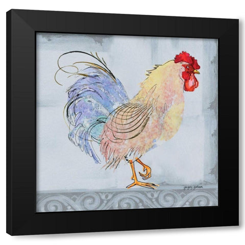 Good Morning Rooster I Black Modern Wood Framed Art Print with Double Matting by Gorham, Gregory