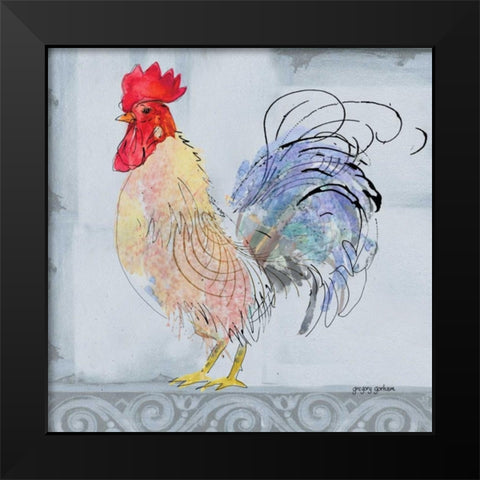 Good Morning Rooster II Black Modern Wood Framed Art Print by Gorham, Gregory
