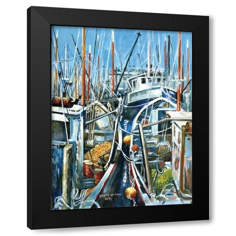 Mac Millian Wharf Black Modern Wood Framed Art Print with Double Matting by Gorham, Gregory