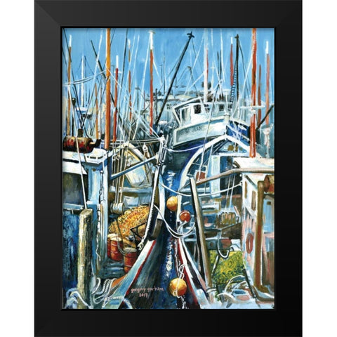 Mac Millian Wharf Black Modern Wood Framed Art Print by Gorham, Gregory