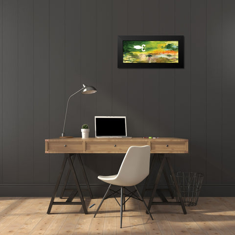 The Queens Swan Black Modern Wood Framed Art Print by Gorham, Gregory