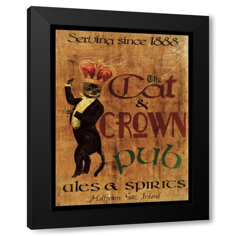 Cat and Crown Pub Black Modern Wood Framed Art Print by Giacopelli, Jason