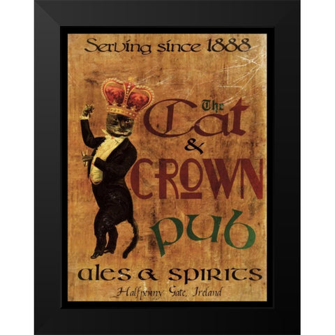 Cat and Crown Pub Black Modern Wood Framed Art Print by Giacopelli, Jason