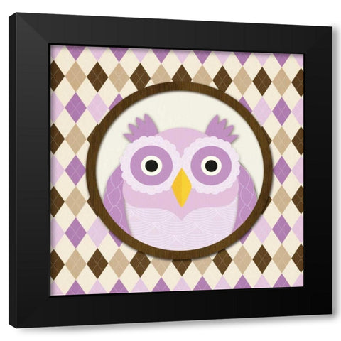O is for Owl IV Black Modern Wood Framed Art Print with Double Matting by Harbick, N