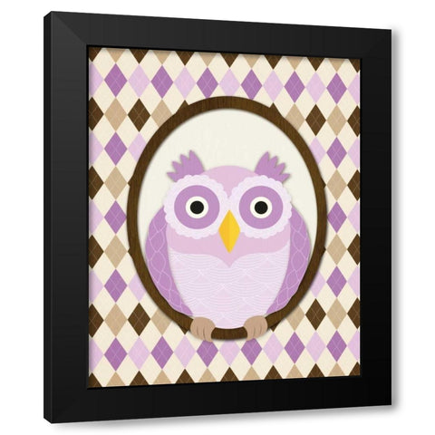 Sitting Owl IV Black Modern Wood Framed Art Print by Harbick, N