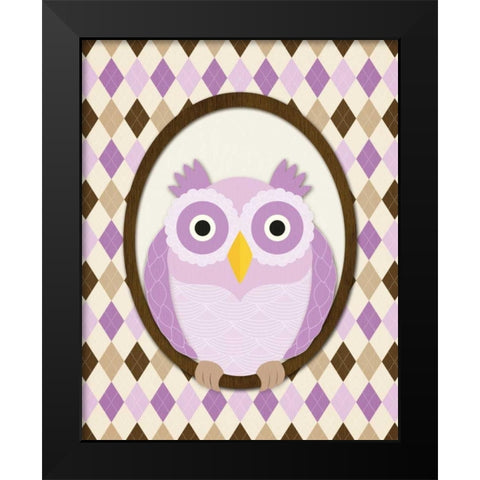 Sitting Owl IV Black Modern Wood Framed Art Print by Harbick, N