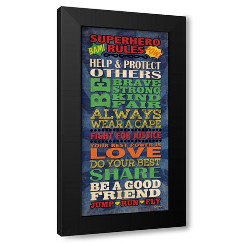 Superhero Rules Panel Black Modern Wood Framed Art Print with Double Matting by Harbick, N.