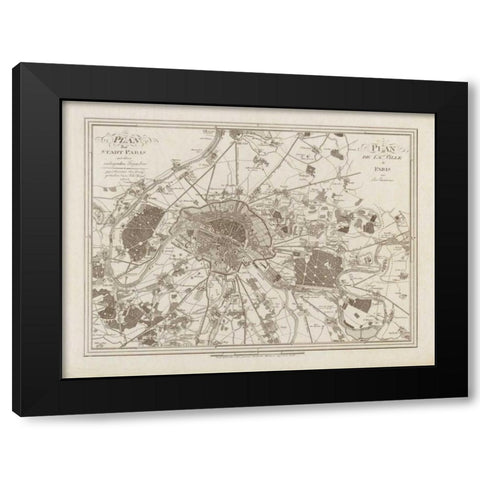 1805 Paris Map Black Modern Wood Framed Art Print by Harbick, N.