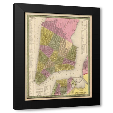Vintage NYC Map Black Modern Wood Framed Art Print by Harbick, N.