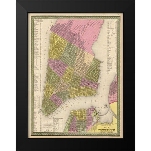 Vintage NYC Map Black Modern Wood Framed Art Print by Harbick, N.