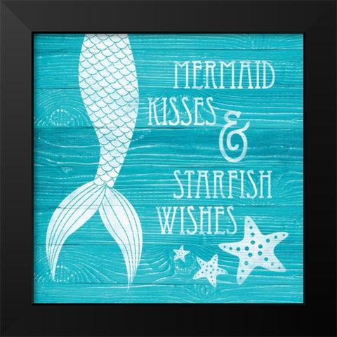 Mermaid Kisses Black Modern Wood Framed Art Print by Harbick, N.