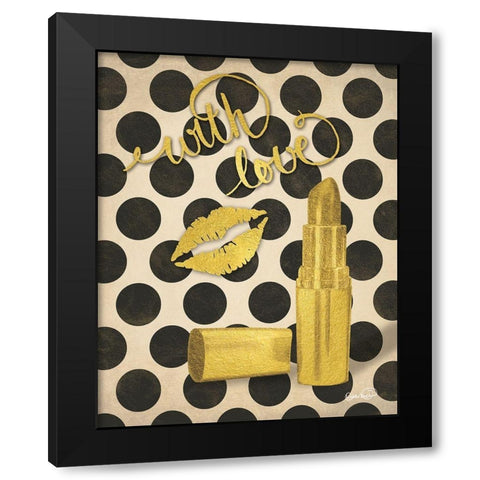 With Love Lipstick Black Modern Wood Framed Art Print with Double Matting by Harbick, N.
