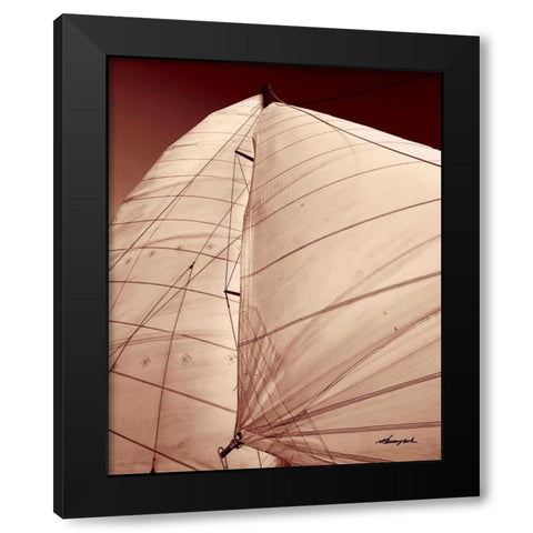 Windward Sail III Black Modern Wood Framed Art Print with Double Matting by Hausenflock, Alan