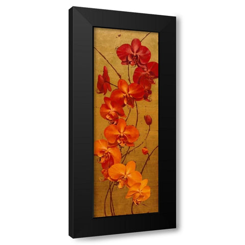 Golden Orchids I Black Modern Wood Framed Art Print with Double Matting by Catlett, Kenneth
