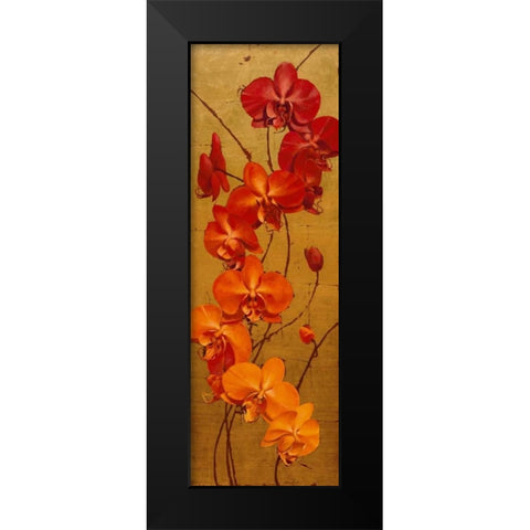 Golden Orchids I Black Modern Wood Framed Art Print by Catlett, Kenneth