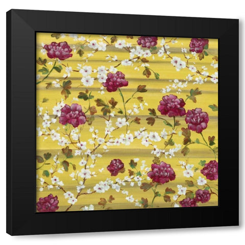 Peonies and Dogwoods Black Modern Wood Framed Art Print by Lee, Scott