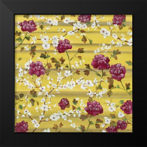 Peonies and Dogwoods Black Modern Wood Framed Art Print by Lee, Scott