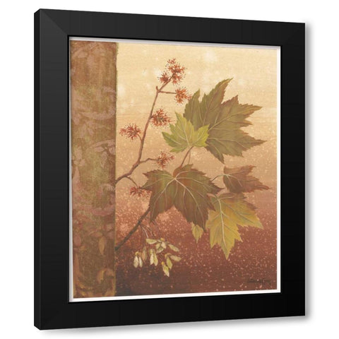 Maple Leaves Black Modern Wood Framed Art Print with Double Matting by Jeffrey, Jillian