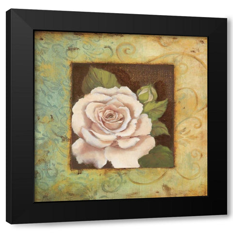 Antique Rose III Black Modern Wood Framed Art Print with Double Matting by Jeffrey, Jillian